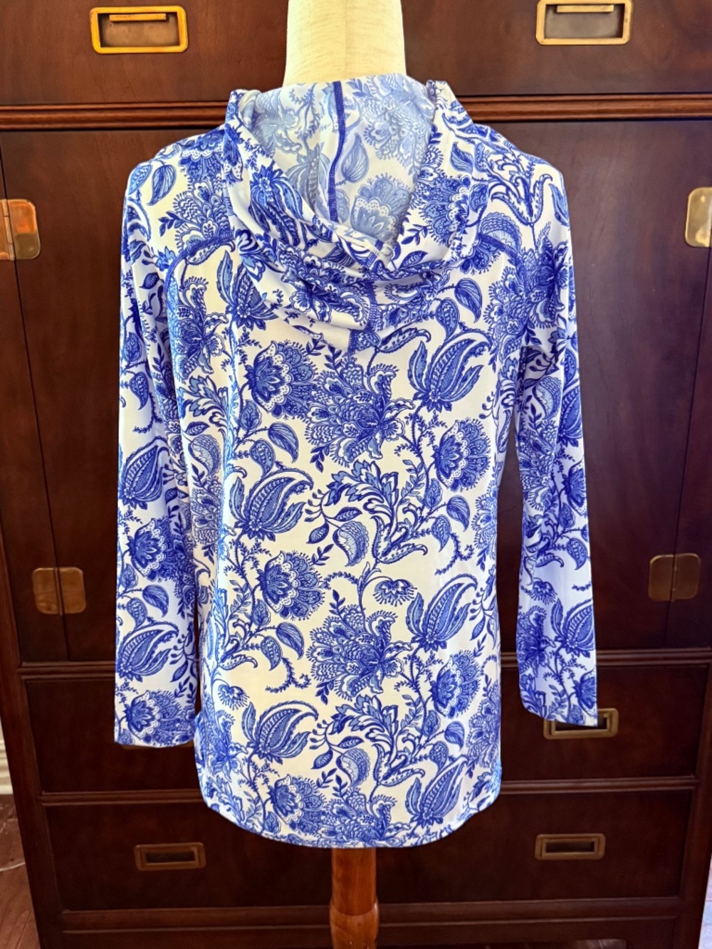 Coolibar Blue Paisley Sun Cover Up Dress Hoodie XL - Picture 3 of 9